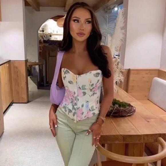 ZARA Floral Print Corset Crop Top Strapless Bustier Feminine Size Small NWT - Picture 10 of 10